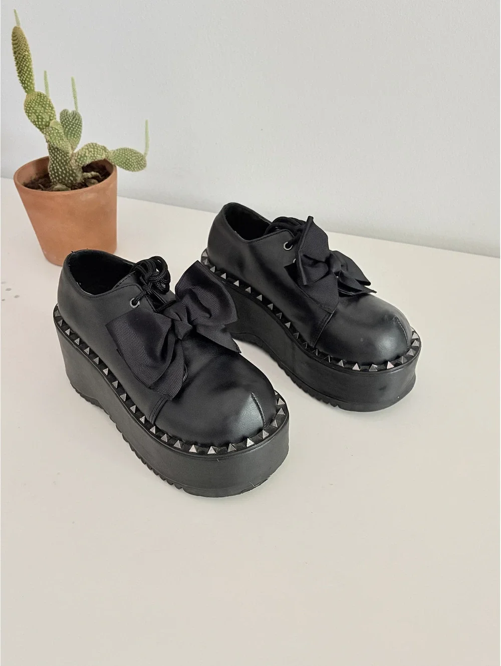 Demonia Platform Shoes Oxford Dolly - 05 Size 6 Bow Studs Goth Punk Witchy